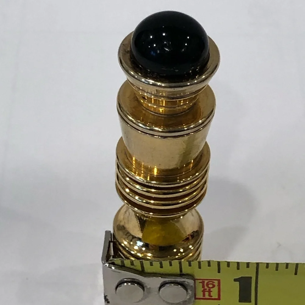 Vintage Gold Tone Brass Cylindrical Shape Portable Purse Travel  Perfume Vial - Picture 3 of 13